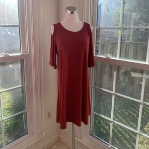New York & Co. dark orange dress with cut out shoulders